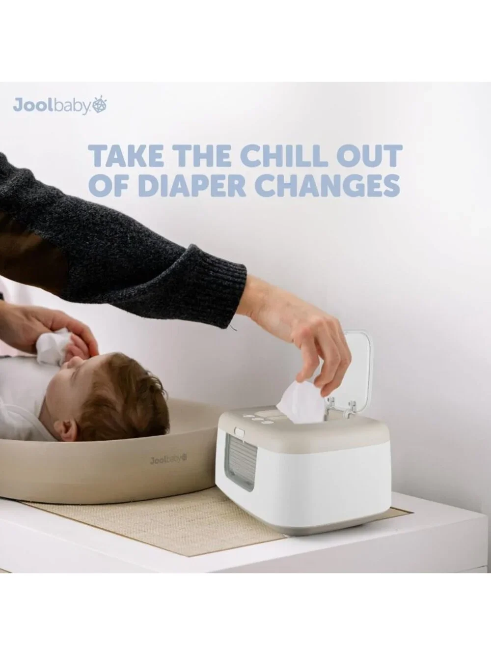 Baby Wipe Warmer & Dispenser with LED Light, On/Off Switch - Oatmeal Color